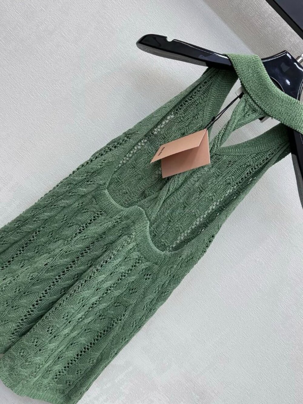 Miu Miu Green Openwork Knit Halter Vest - Picture 6 of 8